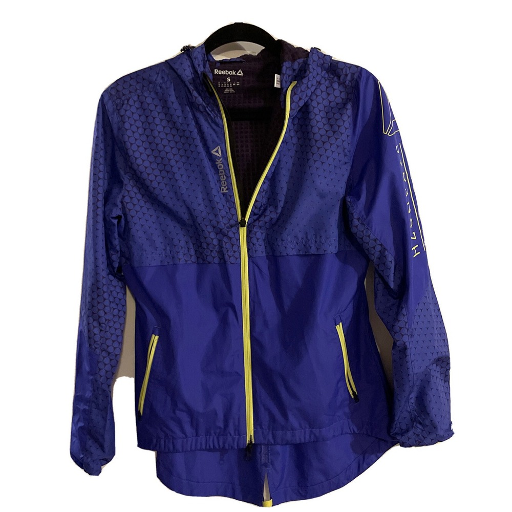 Reebok Womens S Windbreaker Jacket Full Zip Hooded Hiking Leisure Outdoor Preppy